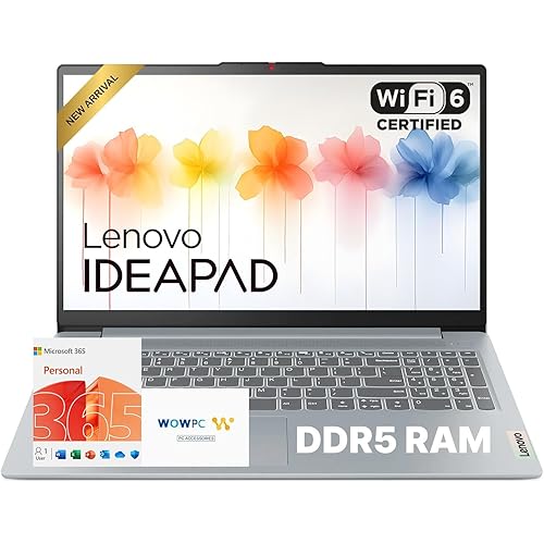 Lenovo IdeaPad Slim 3i 15.6" FHD Laptop • Microsoft Office 365 • Intel 4 Cores • DDR5 • 128GB SSD • Military-Grade • Windows 11 • Quick Setup, Lightweight • Essential Laptop • w/o Mouse
