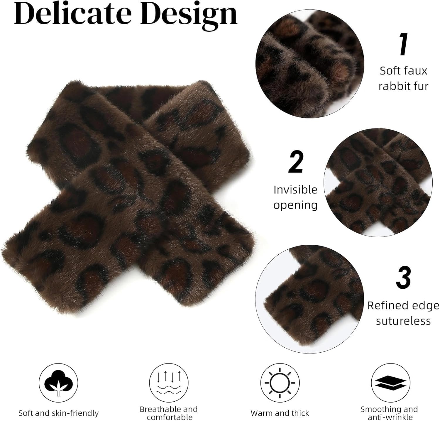 Faux Fur Collar Scarf for Women Winter, Fluffy Scarves Neck Shrug for Cold Weather - Image 4