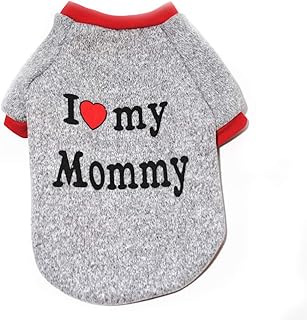 Pet Clothes, Winter Dog Sweater I Love My Mom/Dad Dog Sweatshirt Outfit Warm Dog Costume for Puppy Small Dogs (M-Mommy)