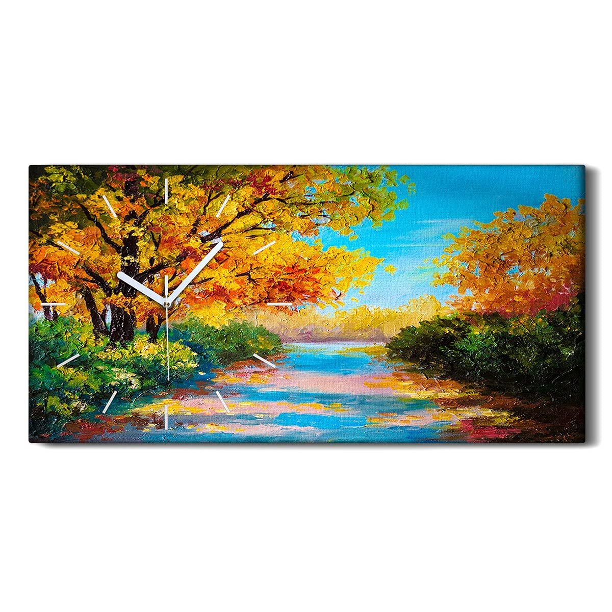 Horloge sur Toile Automne 60x30 cm | Cadre Mural Silencieux pour Salon