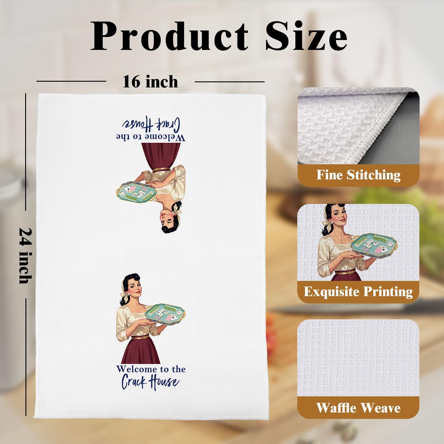 Funny Mahjong Kitchen Towels - Mahjong Gifts Decorative Dish Towels, Mah Jong Gift Hand Towel, Hostess Gifts Tea Towel, 16 X 24 Inch