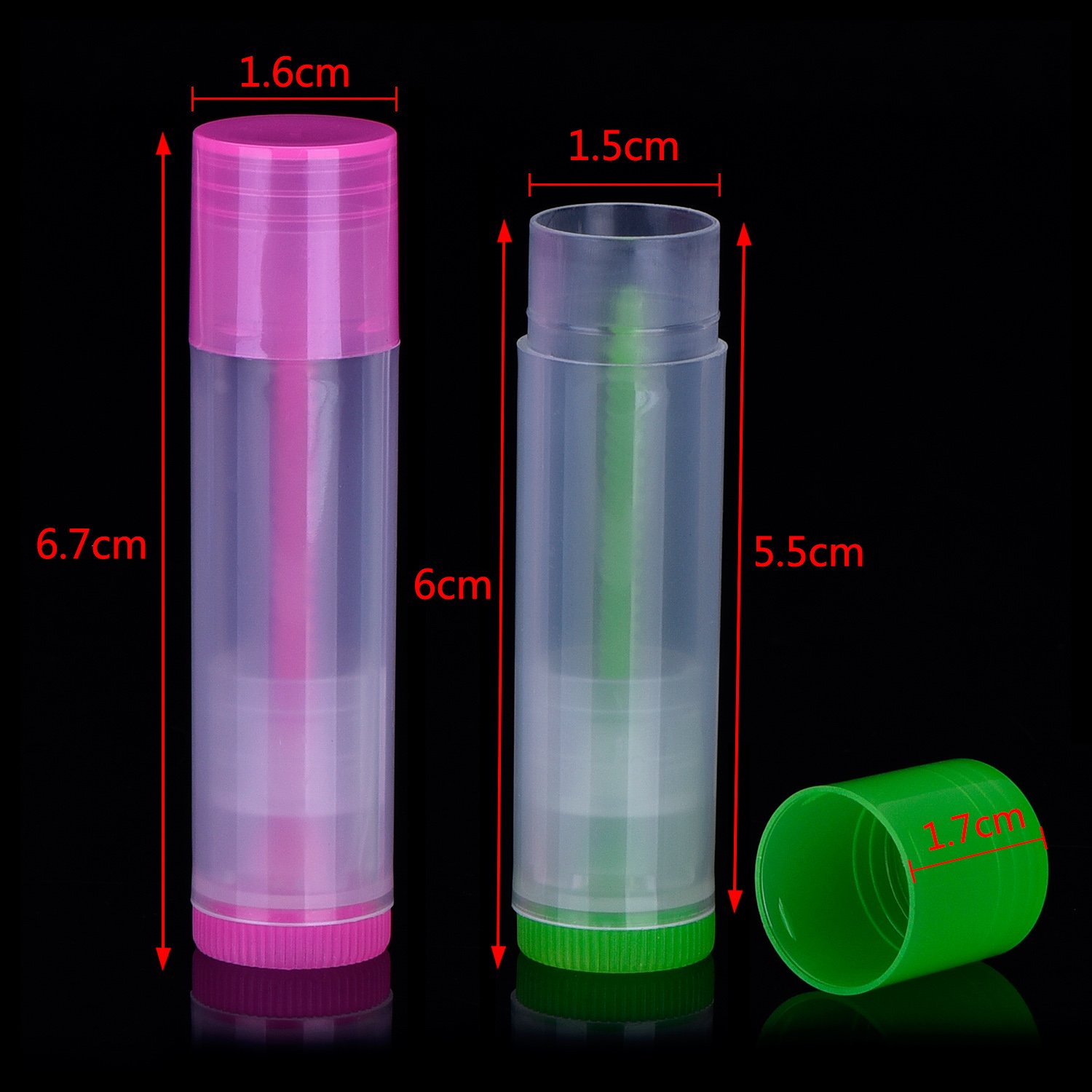 50 tubos transparentes de bálsamo labial vacíos con parte inferior giratoria y tapa superior, 3/16 onzas (0.2 fl oz) (multicolor) 7