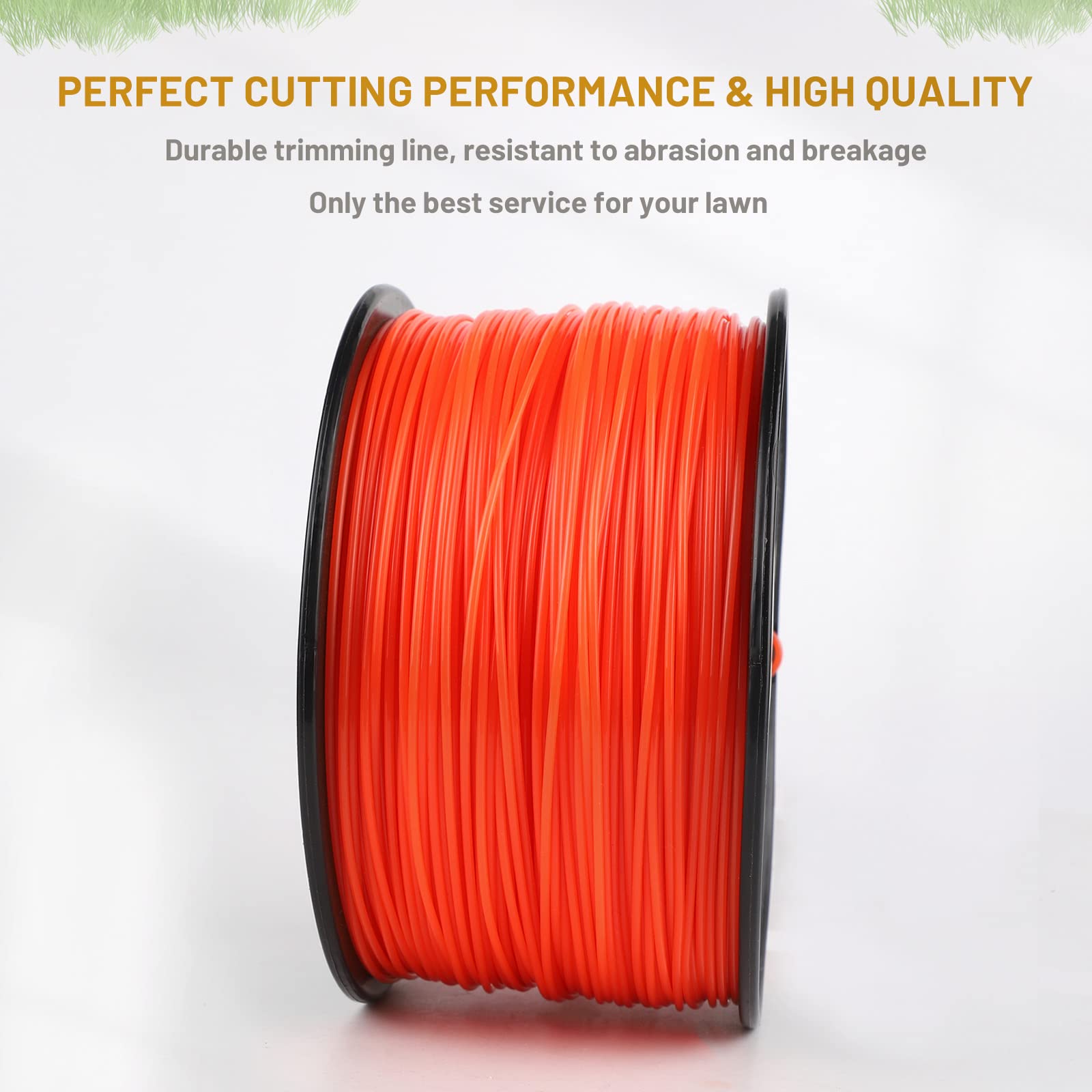 SWAWIS Hilo Desbrozadora 2,4mm x 240M Hilo de Corte Hilo de Nylon de Cortacésped Redonda para Jardin Hierba, Naranja