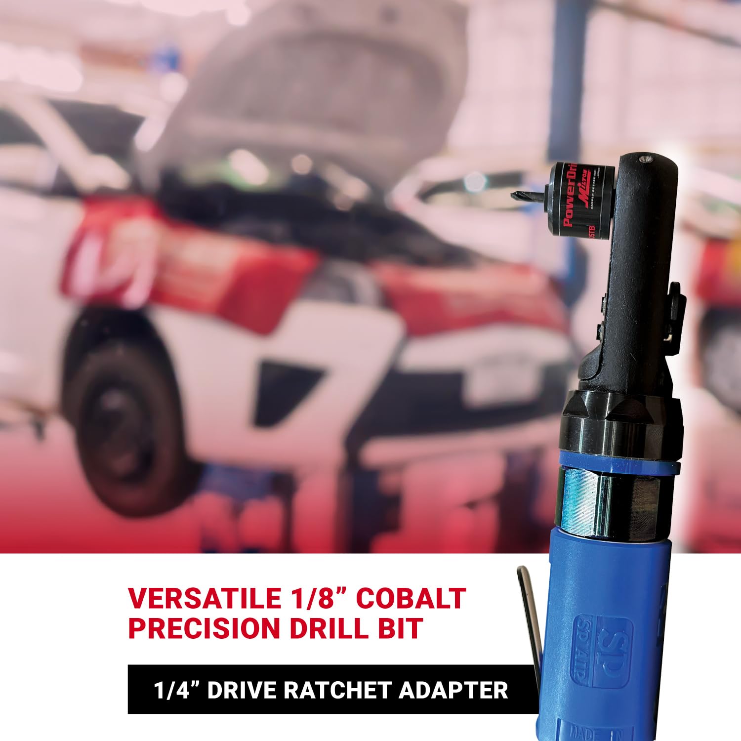 Milton PowerDrive - Adaptador de broca de 1/4 pulgadas con rosca de 1/8 pulgadas, adaptador de trinquete que se transforma en taladro de accionamiento eléctrico
