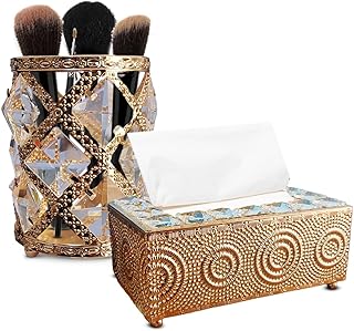 صندوق تخزين مناديل متعدد الوظائف ومنظم مكياج للحمام والمكتب من هانسو - ذهبي
