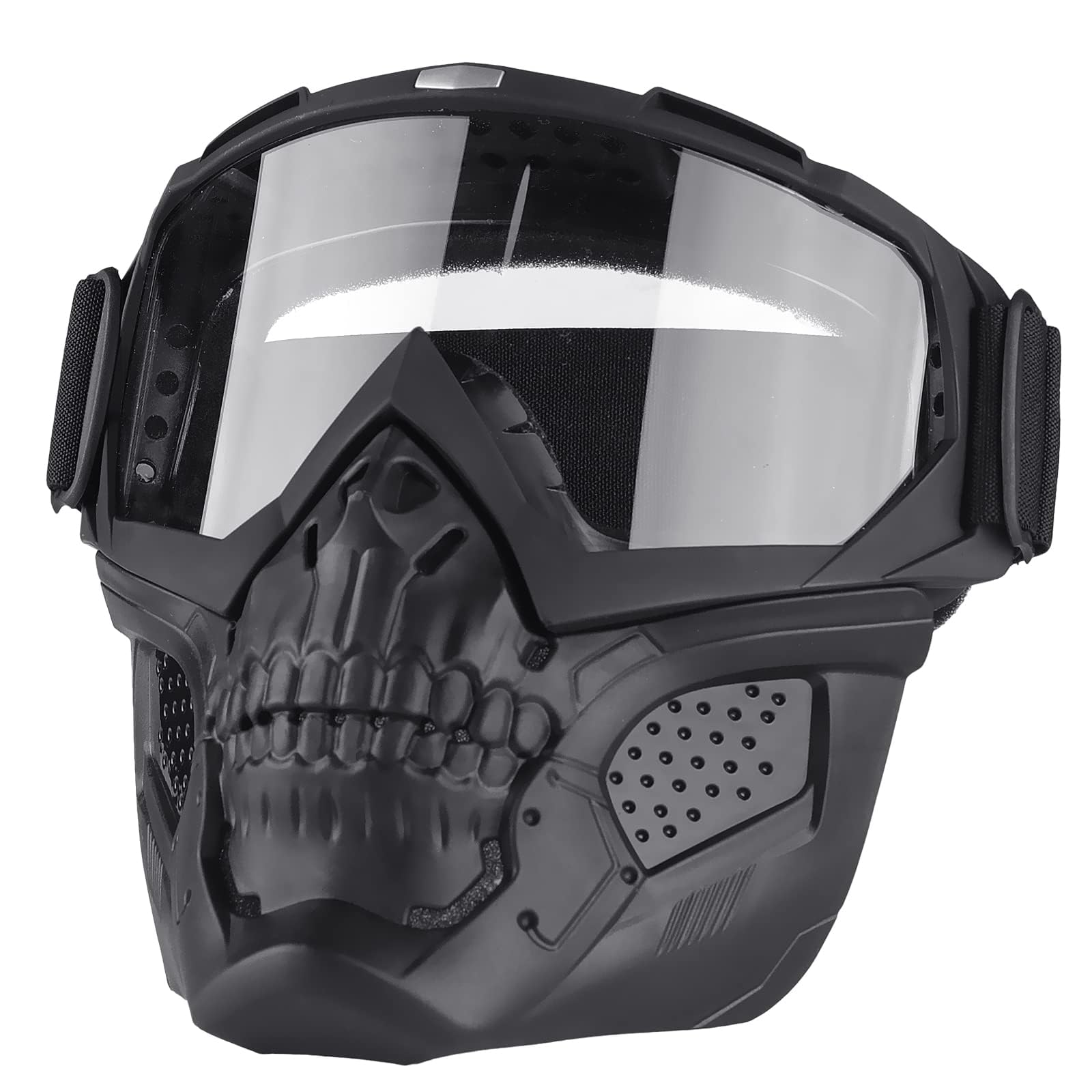 KASTWAVE Motorcycle Goggles Detachable Face Mask, Airsoft Mask Full Face, Protective Gear Compatible with Helmet for Men Women Kids Youth, Detachable Clear Goggles for Motorcycle ATV Dirt Bike