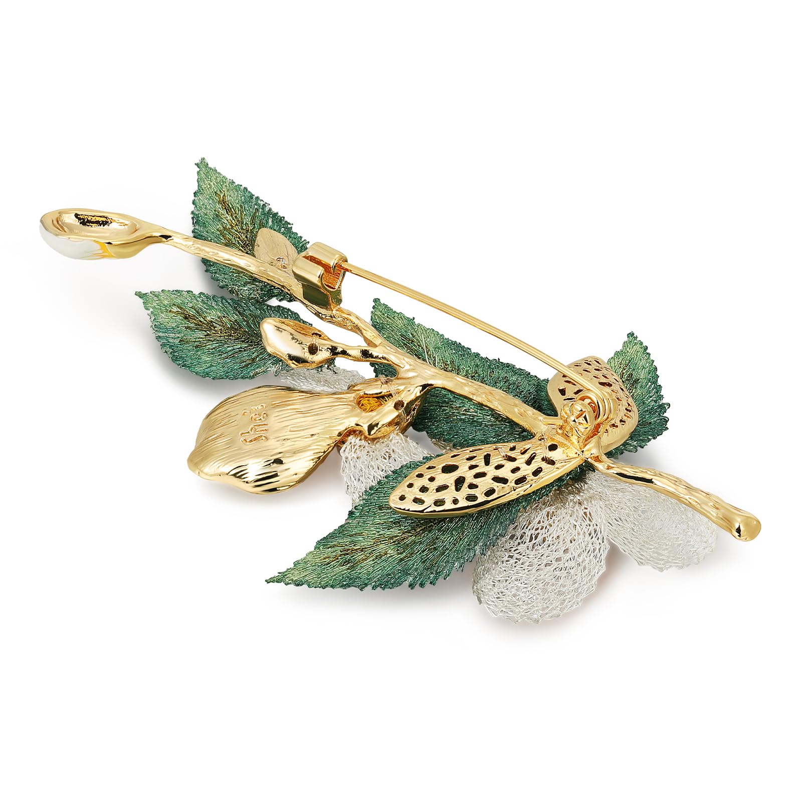 SHE'S FREE STYLE JUST FOR YOU [Van Gogh] Original handgefertigte Rose Brosche Damen, Blumen Brosche Vintage mit Stickerei & 14K Vergoldung – Elegante Broschen & Anstecknadeln für Damen