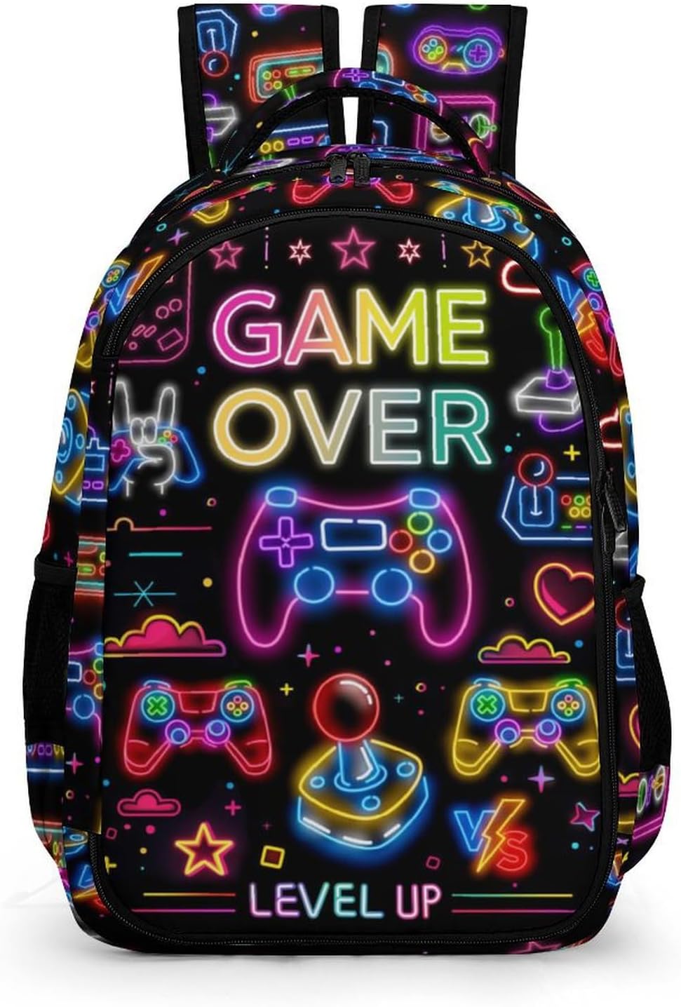 GNEW Backpack for Boys Gamer Backpack, Colorful Neon Game Backpack for Boys, Video Game Backpack, Boys Gaming Backpack, Water Resistant Daypack Travel Backpack for Kids & Teens, 16.5 Inch