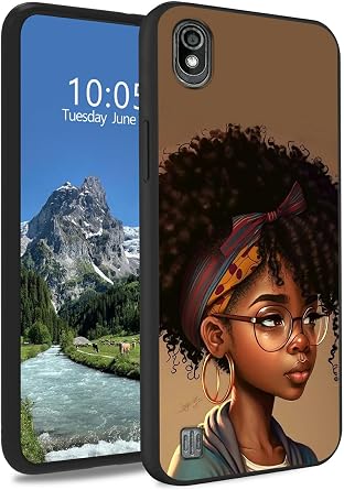 African Black Woman Case for Boost Mobile Bounce 4G 5.45", Slim Soft TPU Silicone Protective Cover, Anti-Slip Grip & Shockproof for Boost Mobile Bounce 4G
