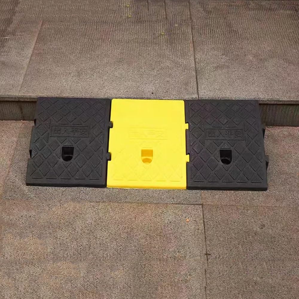 Rampa krawężnikowa, rampa podjazdowa, Gumowe rampy podjazdowe, montowane na rampie załadunkowej do bramy garażowej(Giallo,25x27x7 cm)