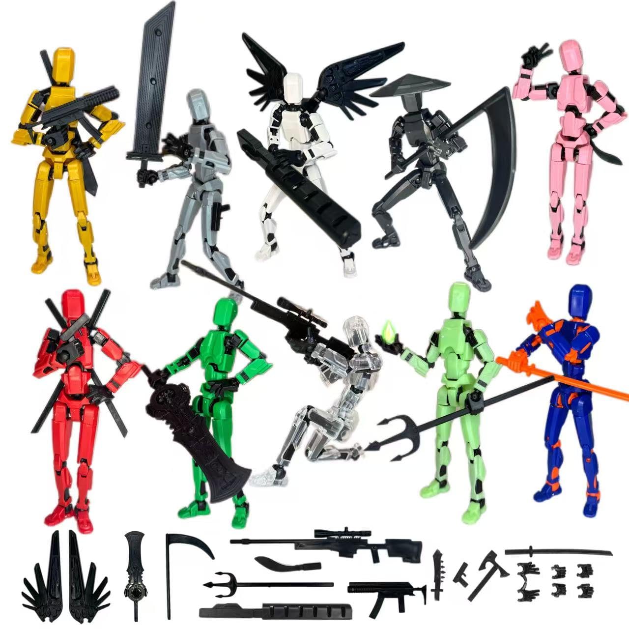 T13 Action Figure Set - (Assembled) 3D Printed Action Figure, Titan 13 Action Figure, Multi-Jointed Movable Dummy 13, Robot Action Figure, Birthday Gifts for Boys, Girls Desktop Decorations