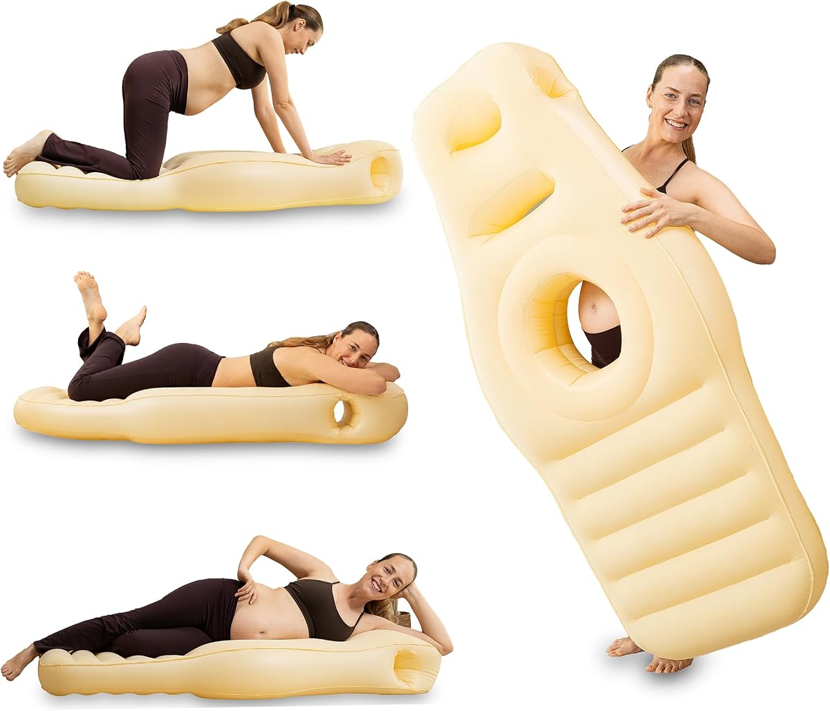 ZONETECH Inflatable Pregnancy Belly Pillow, Pregnancy Pool Float with Belly Hole for Stomach Sleepers, Mattress for Pregnant Women, Tanning Chair, Tummy Massage, Soft Velvet Top