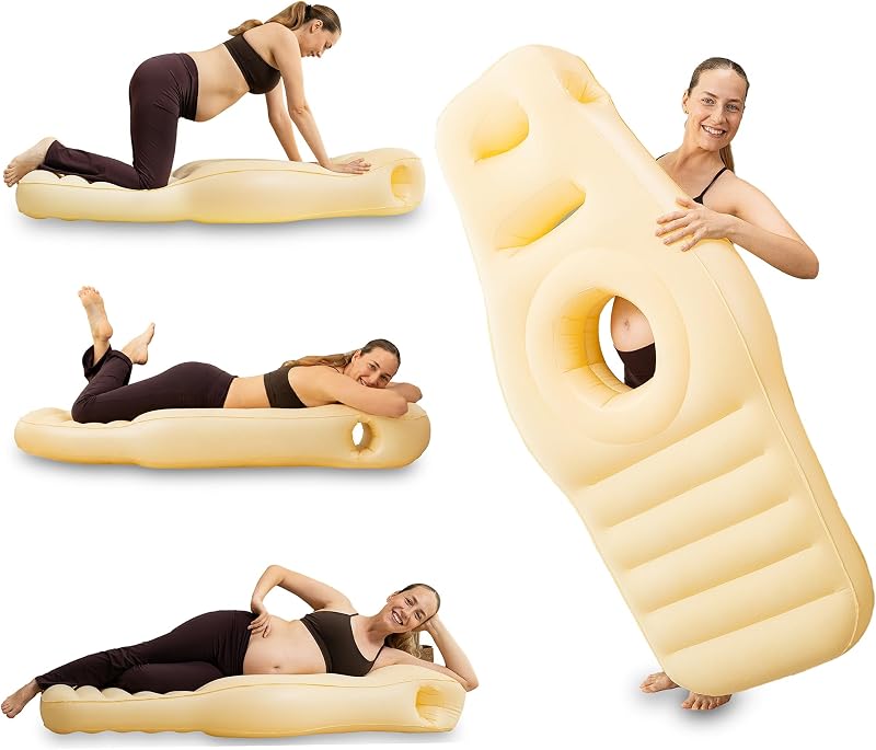 ZONETECH Inflatable Pregnancy Belly Pillow, Pregnancy Pool Float with Belly Hole for Stomach Sleepers, Mattress for Pregnant Women, Tanning Chair, Tummy Massage, Soft Velvet Top