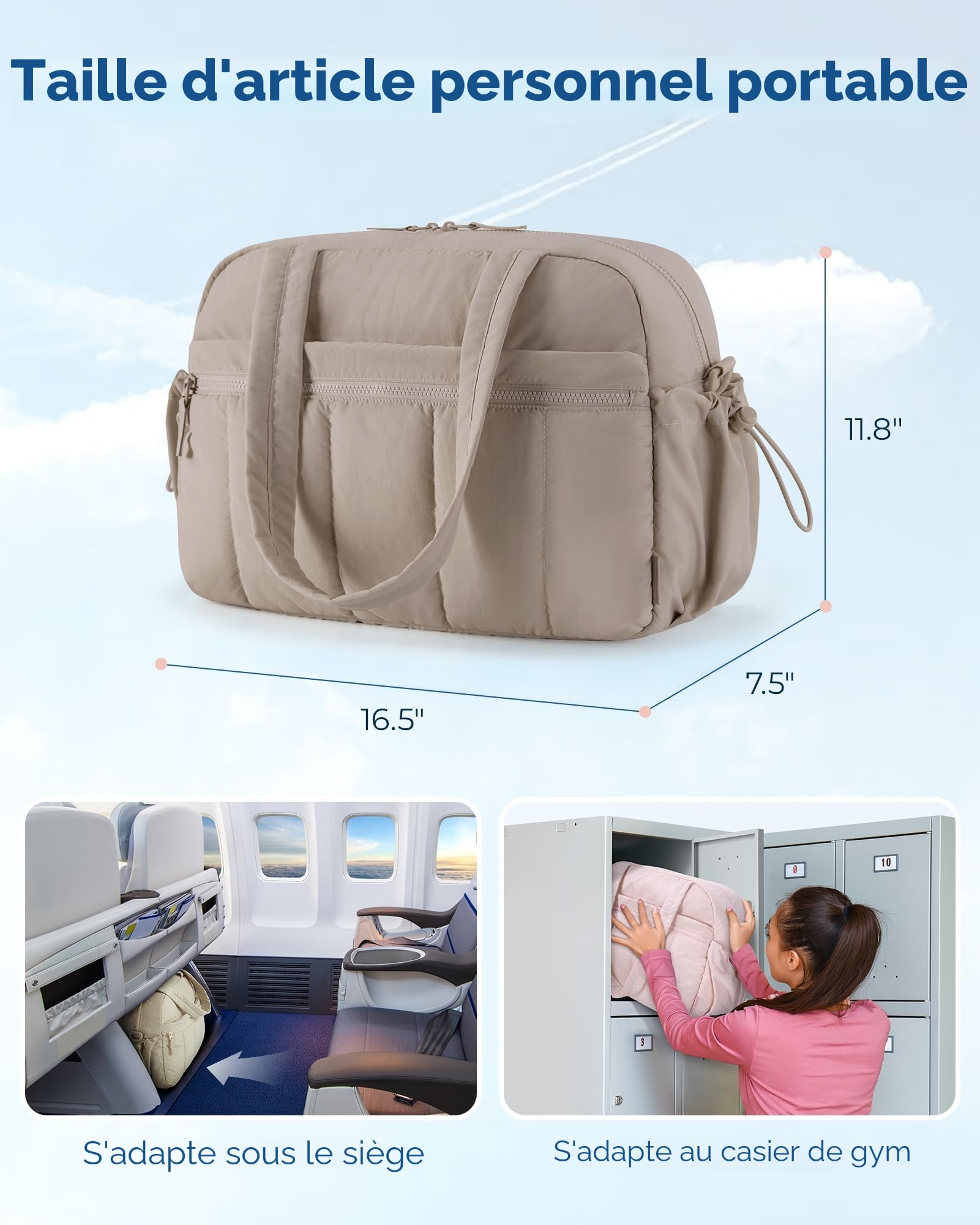 BAGSMART Sac de Voyage 42x19x30 pour Easyjet,Bagage Cabine,Sac de Weekend Imperméable Gonflé pour Avion,Sport,Gym,Léger Voyage avec Compartiment Humide en PVC,Camel