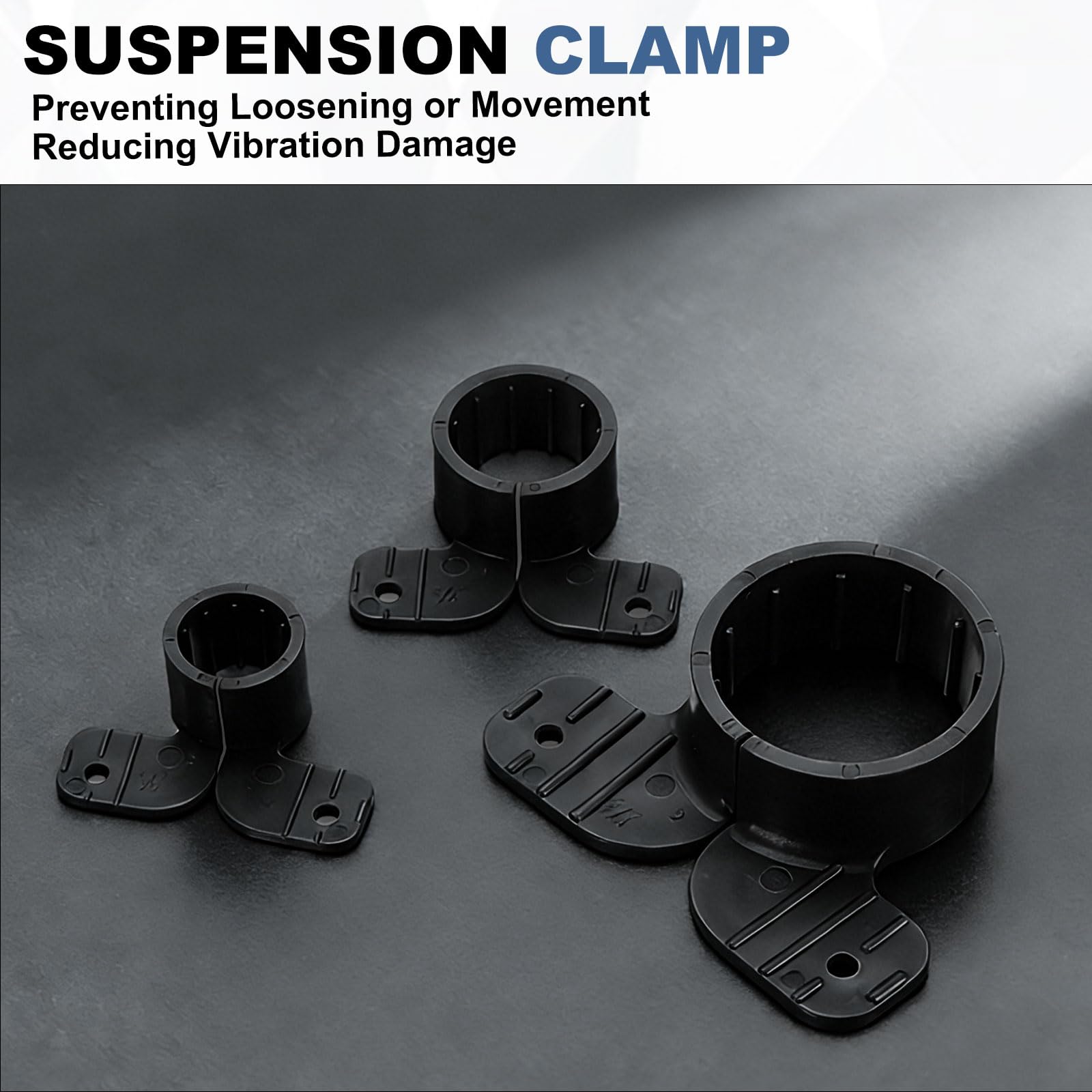 sourcing map 100 abrazaderas de tubo de suspensión de 1-1/2 pulgadas PP para soporte de tubo de cobre Pex CPVC, color negro