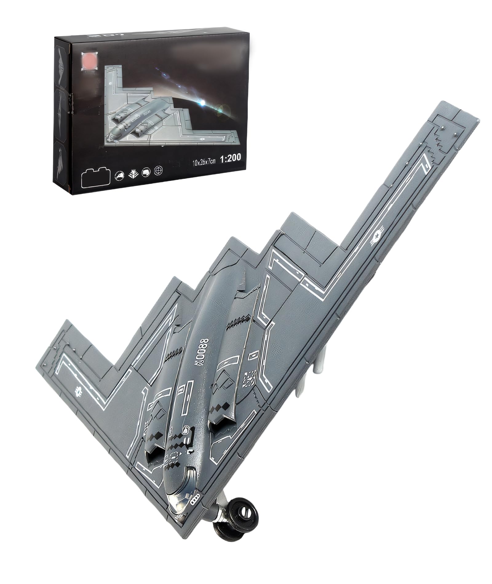 Aeroplane Model, 26cm Fighter Jet Toys, B2 Stealth Bomber Model, 1:200 Scale Aircraft Model for Kids, Collectible Military Airplane Toy with Detailed Design, Perfect for Display and Gifting-image-11