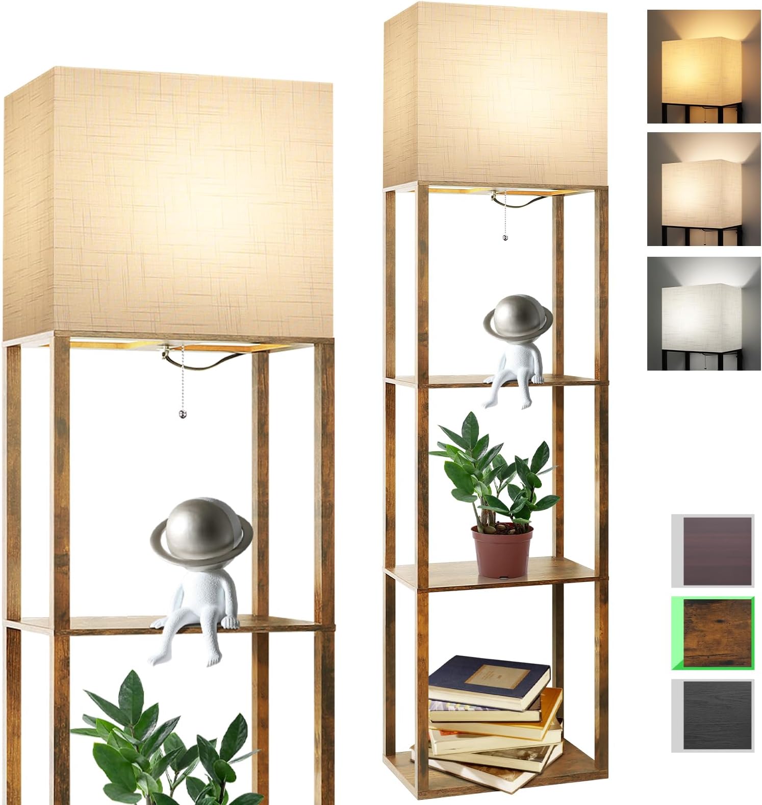 MITELSON Floor Lamp with Shelves, 4-Tier Modern Shelf Floor Lamp ...
