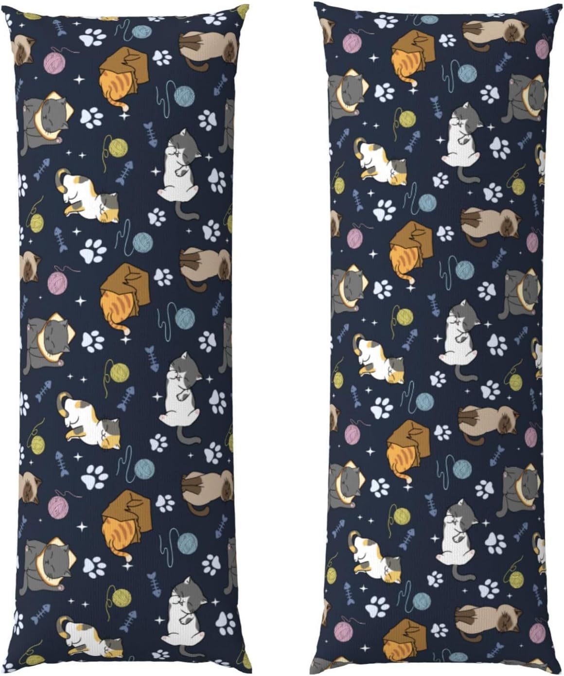 Cats Print Body Pillow Cover -Soft 20"x54" Body Pillow Case with Hidden Zipper, Cute Animal Decorative Gift Home Decor
