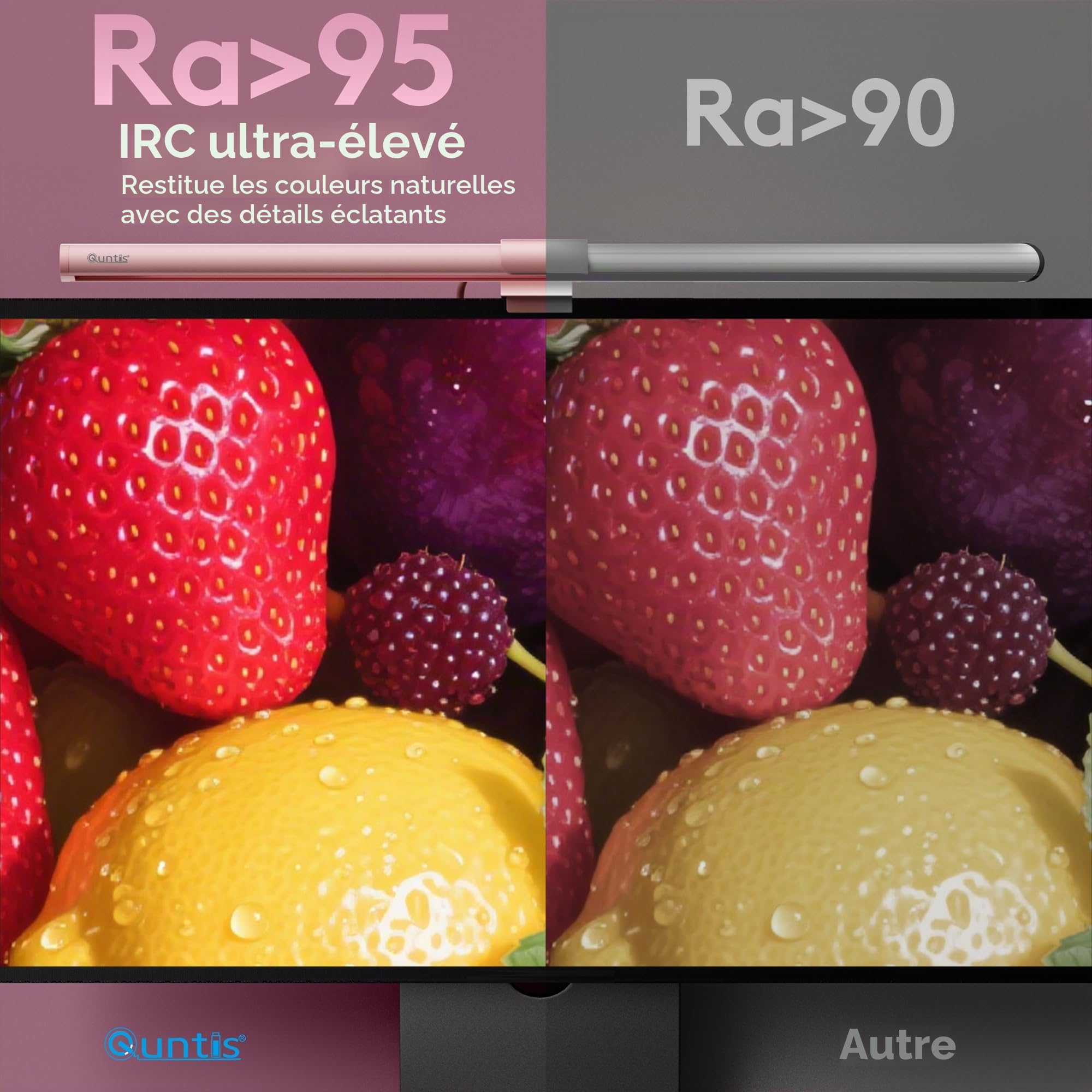 Quntis 51CM USB Lampe Ecran PC Télécommande Rose, 88+56 LED Bureau Gaming RGB Monitor Light Bar, Lumière Ambiante Réglable 15 Couleurs