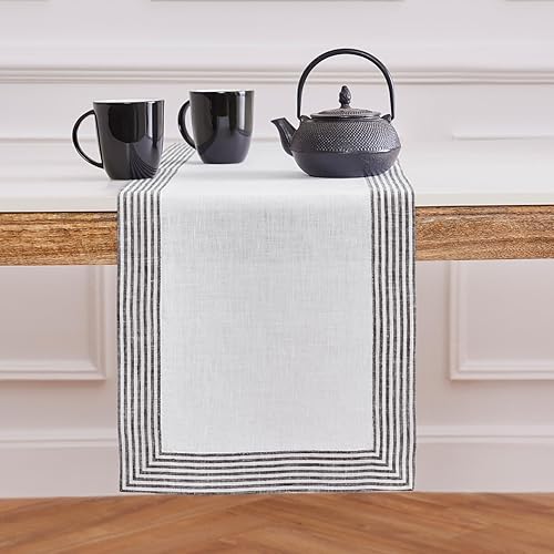 Solino Home Lucca - Camino de mesa de lino de 14 x 72 pulgadas, 100% lino puro, rústico, natural, lavable a máquina, para verano, boda, comedor,