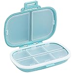 8 Compartments Travel Pill Organizer, Daily Pill Case Small Pill Box for Pocket Purse, Portable Pill Container Medicine Vitamin Organizer (Blue)