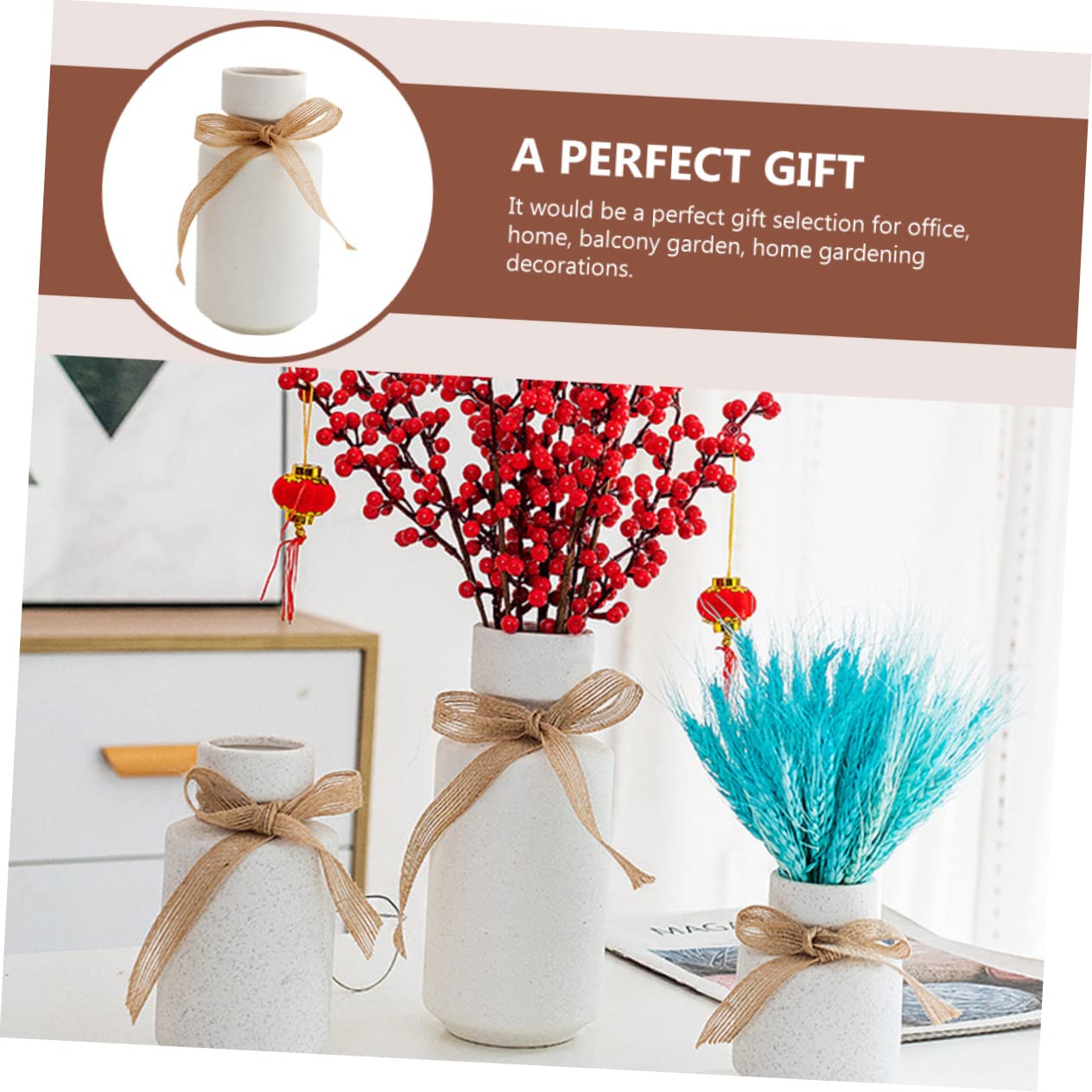 Alipis Vaso in Ceramica Per Fiori Decorativo Decorazione Per La Casa Contenitore Per Fiori Estetico Vaso Semplice Per Scrivania