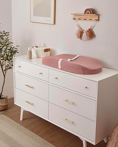 Miniatura 8 de Blissful Diary Cambiador de muselina para bebé con espuma de forro impermeable, almohadilla para cambiador de pañales con funda para aparadores