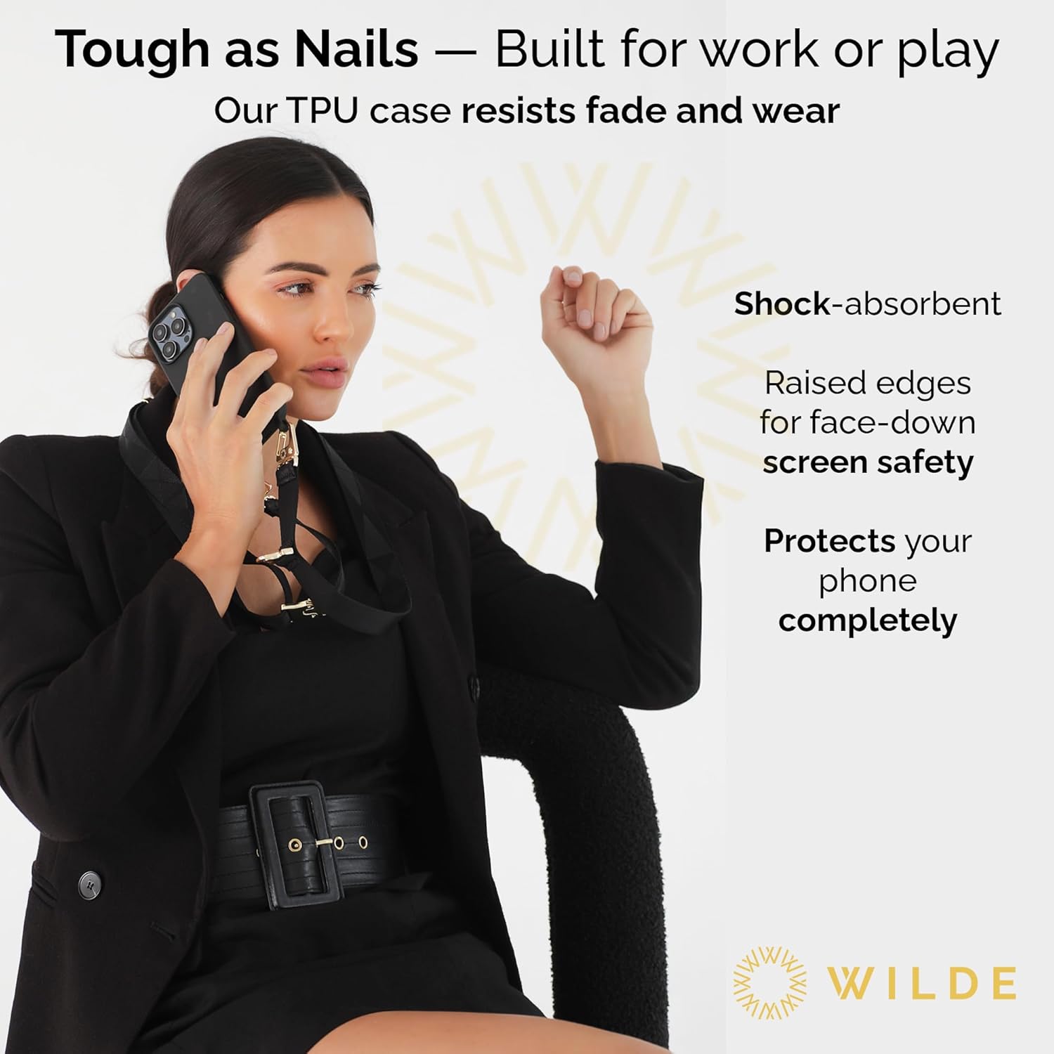 WILDE iPhone 14 Pro Max Case with Strap, Crossbody iPhone 14 Pro Max Case with Adjustable Strap 50–150cm, TPU Shockproof Drop Protection Phone Lanyard Cover with Raised Camera & Screen Edges, Black - Image 6