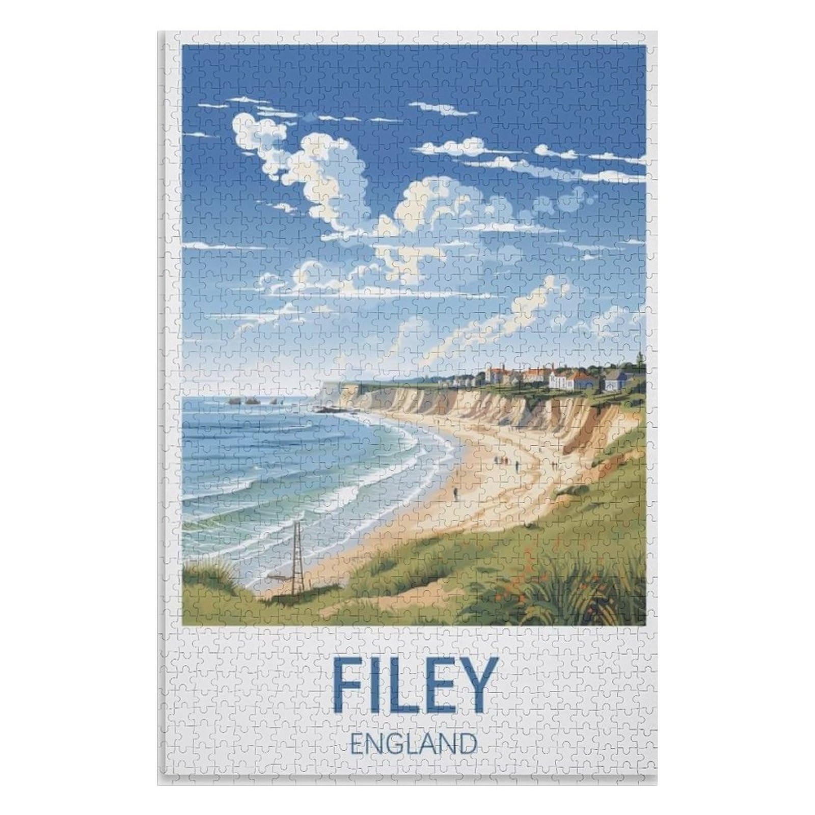 Recreation Suitable for Adults to Reduce Stress，Filey England，Adults 1000 Piece Jigsaw Puzzle- Christmas，38x26，paper puzzle，AA-875