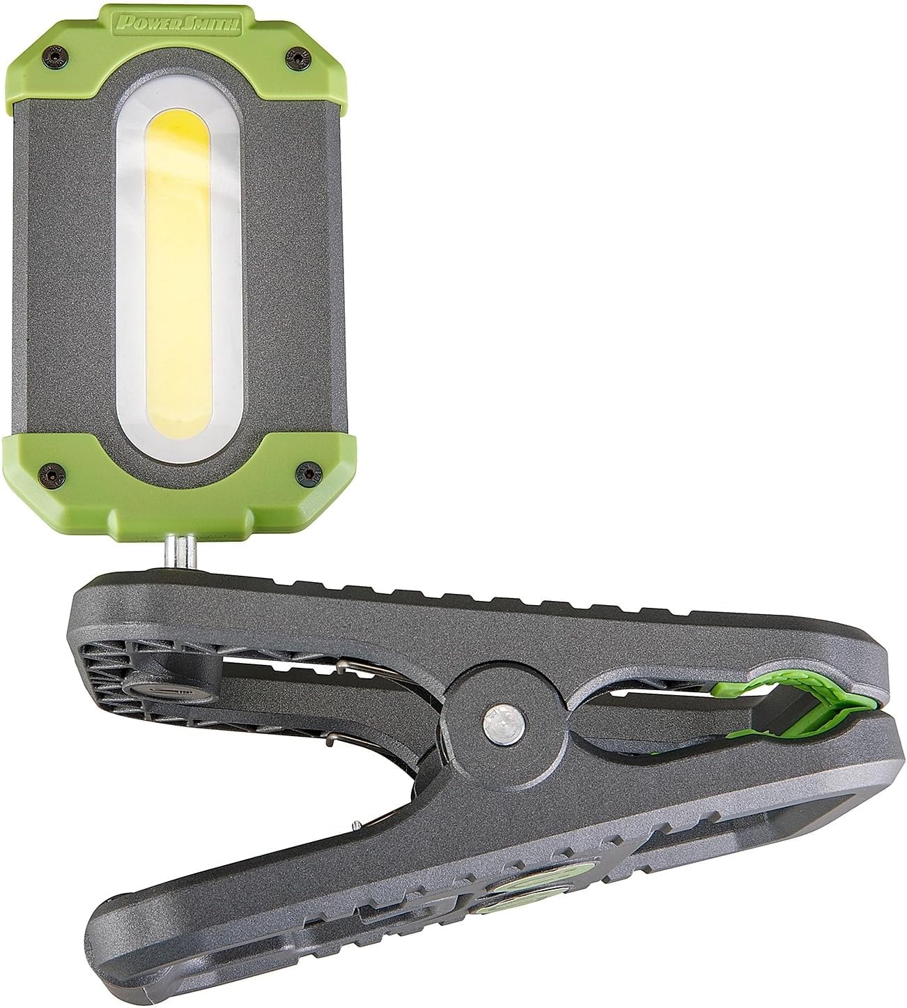 PowerSmith LED Rechargeable Work Light 1000 LM Clamp Light Magnetic Clip, Hook, Keyhole Slot, USB Output for Charging Mobile Devices (PWLR010CM)
