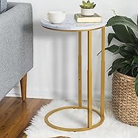 Vista 7 de Serteaw Mesa auxiliar en forma de C, mesa auxiliar resistente para sofá, mesita de noche, espacio pequeño, bandeja para TV, soporte para tocadiscos