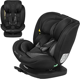 Lionelo Bastiaan i-Size 360° drehbarer Kindersitz Gruppe 0/1/2/3, 0-36 kg, 40-150 cm, 0-12 Jahre, ISOFIX+Top Tether, R129 zertifiziert, Seitenaufprallschutz, Memory-Foam Kopfstütze, Dri-Seat Einsatz