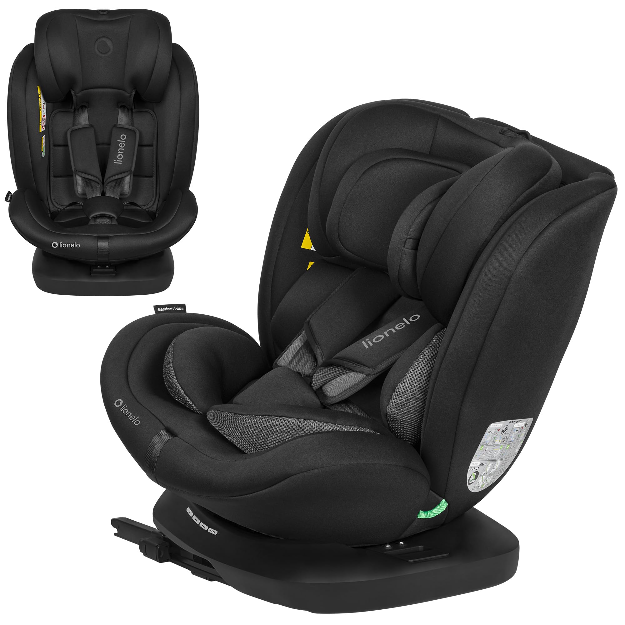 LIONELO Car Seat with ISOFIX & 360 Swivel BASTIAAN i-Size for Kids 0-12 Years (40-150cm) Baby Car Seat Group 0+123 (0-36 kg) Rearward & Forward Facing, 14 Adjustments, Enhanced Side Protection