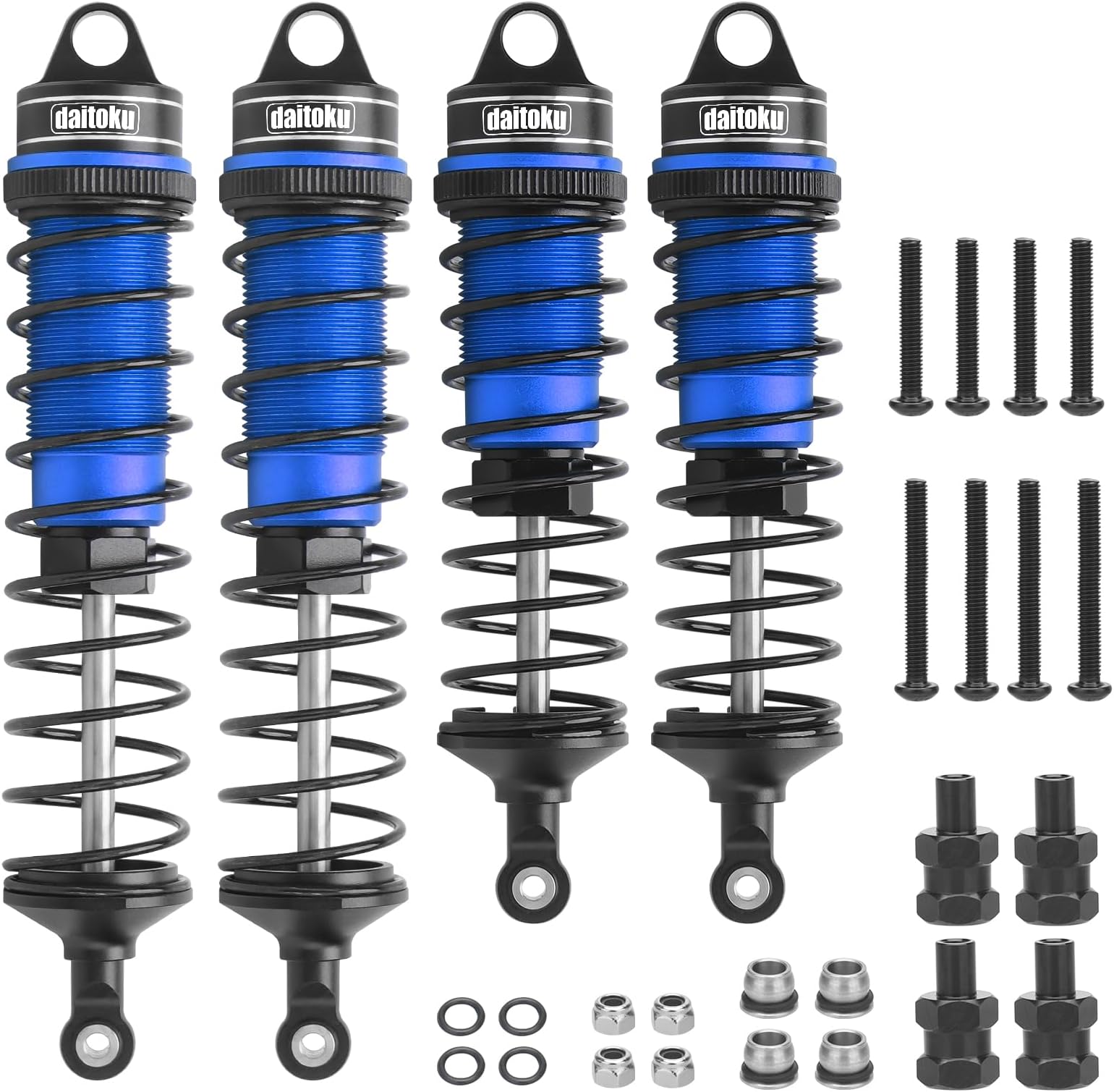 RC Car Shock, daitoku Shock Absorber Front & Rear for 1/8 Arrma Typhoon 6S Redcat FS/ZD Racing Buggy Truggy - Blue