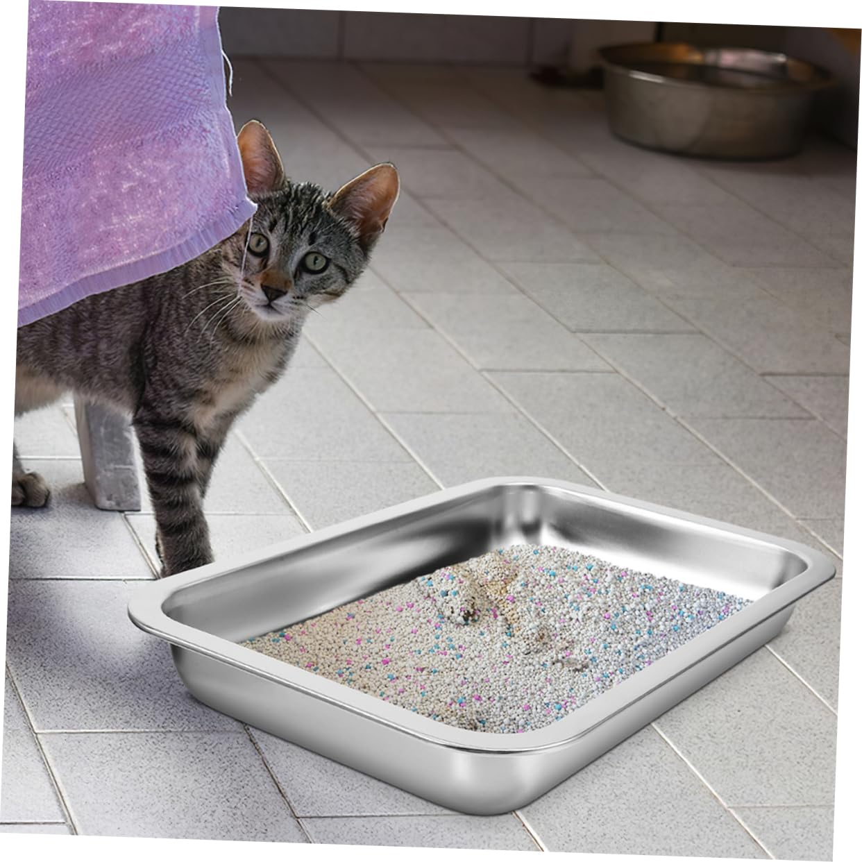 TOYANDONA Lettiera Per Gatti in Acciaio Resistente Lettiera Portatile Per Piccoli Animali Domestici Facile Da Usare e Pulire Mantenendo La Casa Pulita