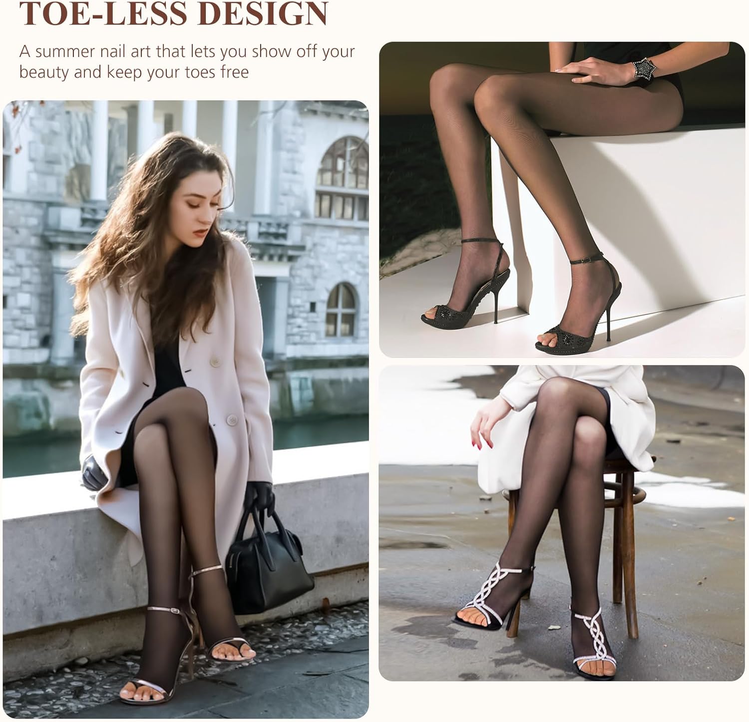 MANZI 3 Pairs Toeless Pantyhose Tights for Women Ultra Thin 10D Toe Open Control Top Pantyhose - Image 6