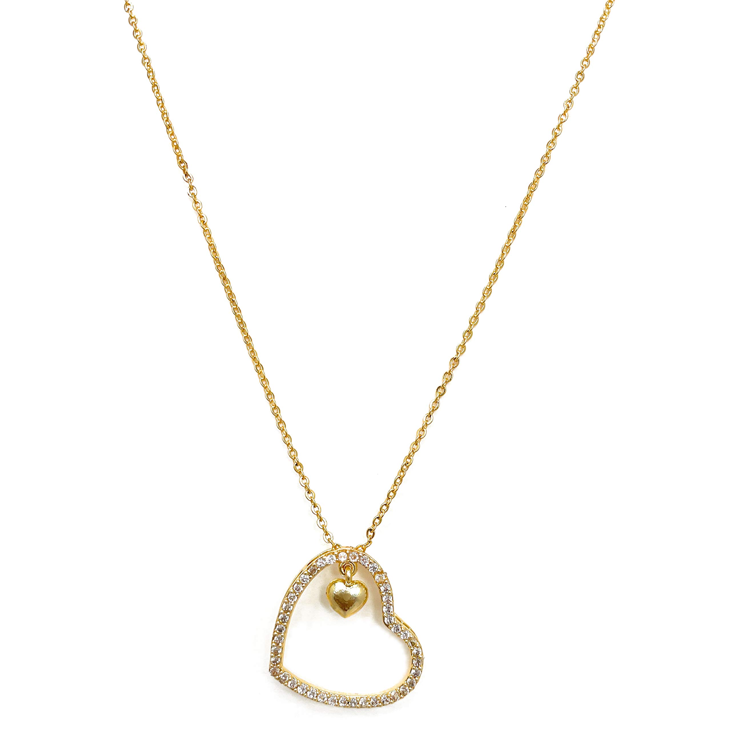 Brado Jewellery Valentine Gift American Diamond Micro Gold Plated Neha kakkar Love Heart Necklace Link Chain Pendant for Women and Girls (B08W1X2HYN) Amazon Price History, Amazon Price Tracker