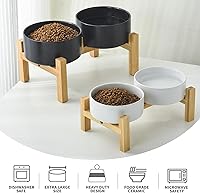 Vista 4 de Juego de 2 cuencos de cerámica para perros y gatos, cuencos clásicos para alimentos y agua para gatitos, gatos y perros de razas de juguete, platos