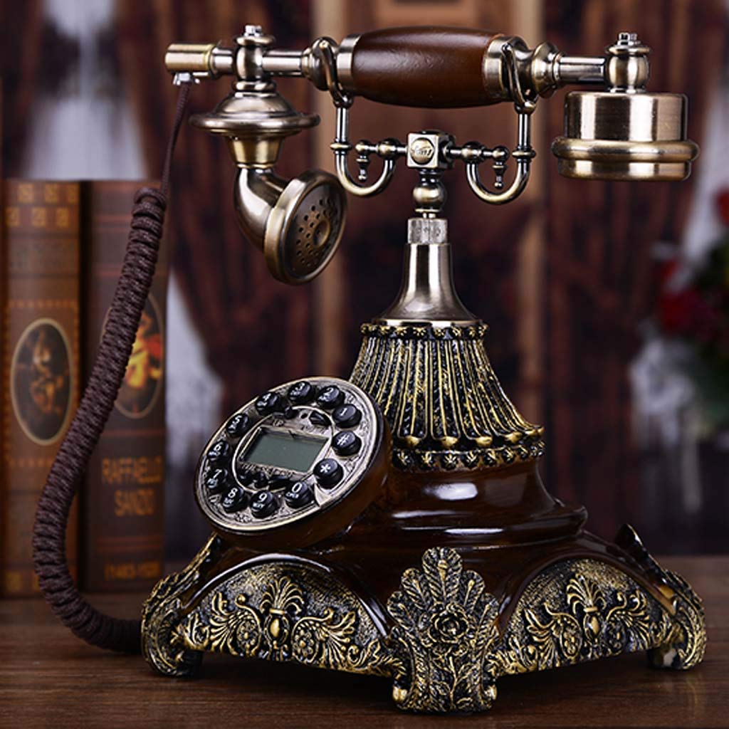 Telefono Fisso in Stile Europeo, Telefono Vintage per la casa, Telefono retrò in Resina con Filo, telefoni retrò, Rosso, Marrone,Brown