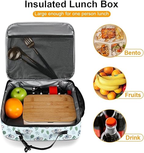 Miniatura 7 de Muishi Linda lonchera reutilizable de koalas con aislamiento, bolsa enfriadora, lonchera para comida y alimentos, bolsa de mano para mujeres, niños,