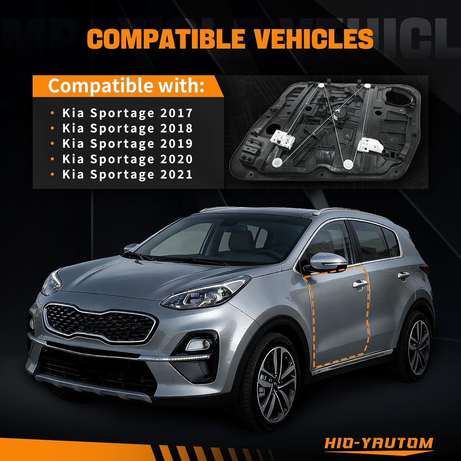 82471-D9010 Front Left Driver Side Power Window Regulator with Panel Without Motor Compatible with Kia Sportage 2017 2018 2019 2020 2021 Replacement for 82471-D9010