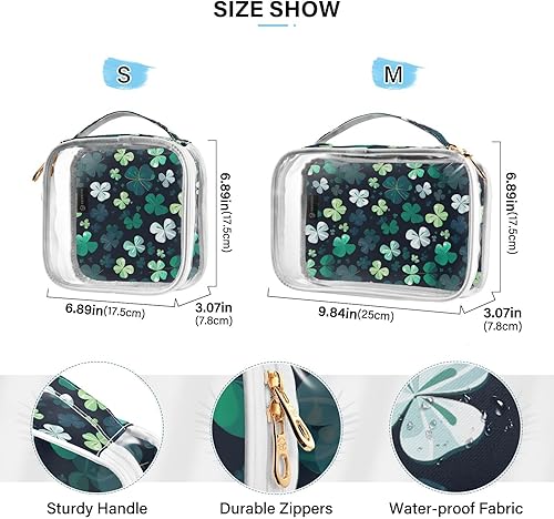 Miniatura 4 de Clover Leaves Clear Toiletry Bag for Traveling,2 Pack Makeup Cosmetic Bag with Zipper,Travel Bag for Toiletries,Travel Essentials 21214635