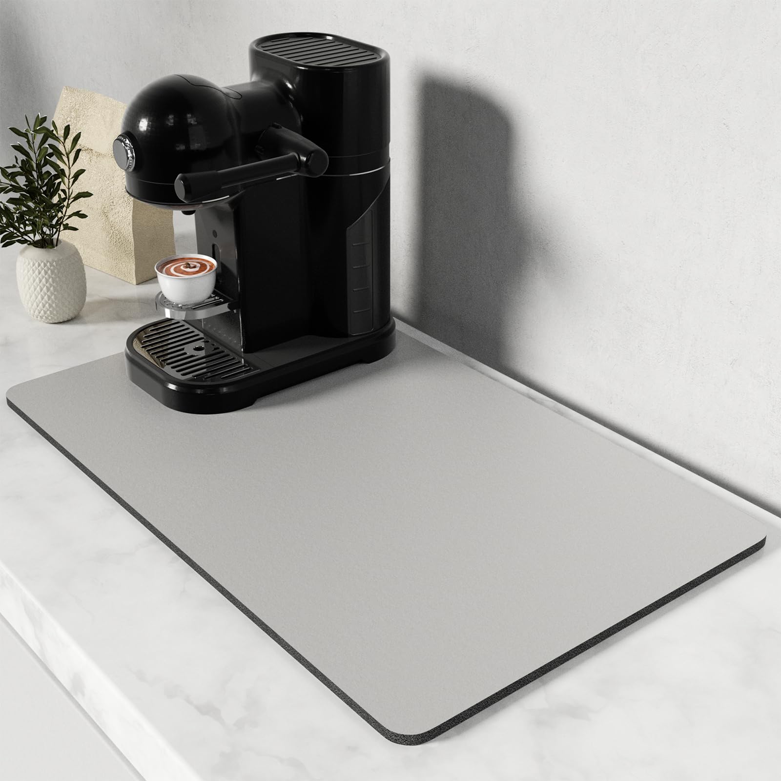 Rnivvi Tapete de café, 12 x 19 pulgadas, para accesorios y organizador de estación de máquina de espresso, almohadilla absorbente para secar platos con respaldo de goma para ocultar las manchas, para