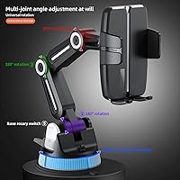 Vista 4 de Soporte de teléfono con ventosa para automóvil, montaje resistente ajustable de 360º para salpicadero, parabrisas, lavable, para automóvil, camión