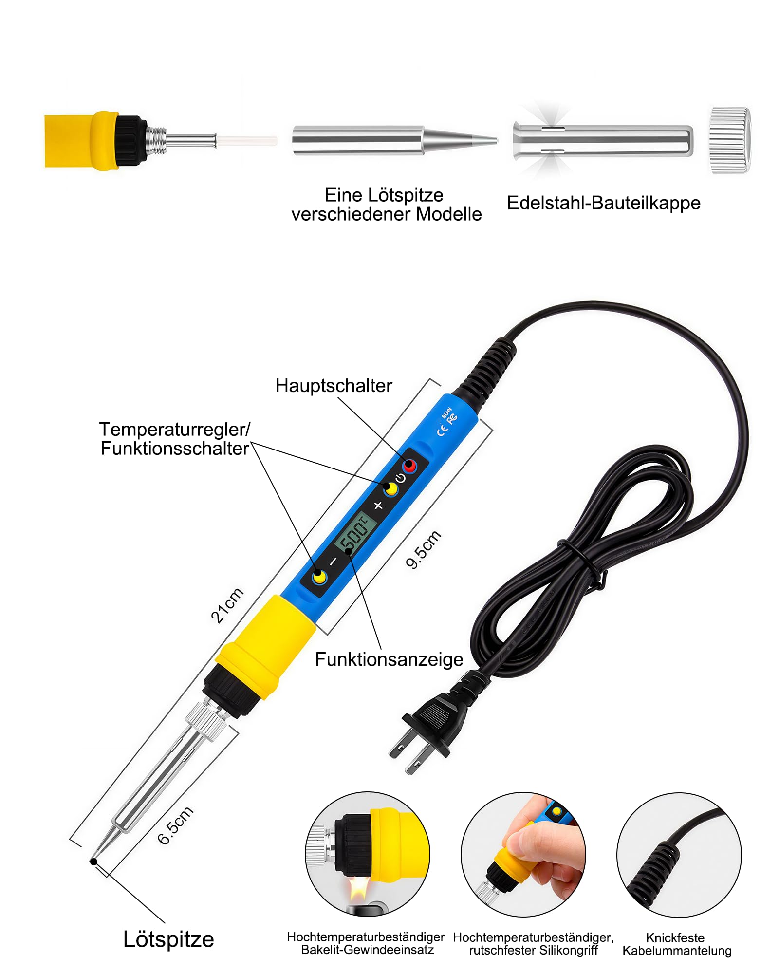 139tlg Gewindeeinsätze Lötspitzen Set: 80W Lötkolben mit LCD Temperaturregelung, Gewindeeinsatz Sortiment M2 M3 M4 M5 M6 M8, Einschmelzgewinde für 3D Druck, Kunststoff Gewindeeinsätze Kit