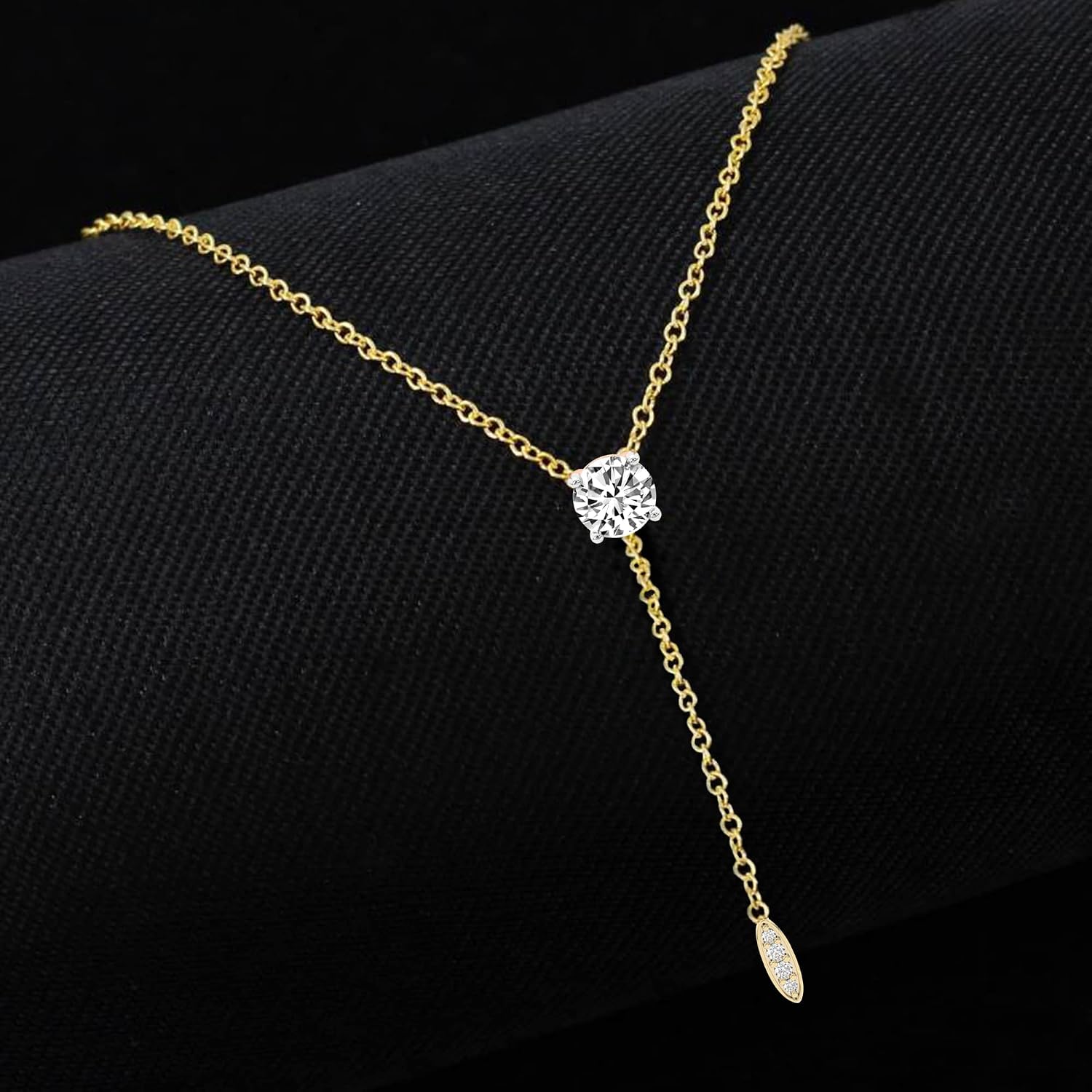 FRIENDLY DIAMONDS Lab Grown Diamond Lariat Pendant Necklace For Women | 0.75-6 Carat IGI Certified FG-VS With Gold Chain | Vanna Lariat Pendant Necklace