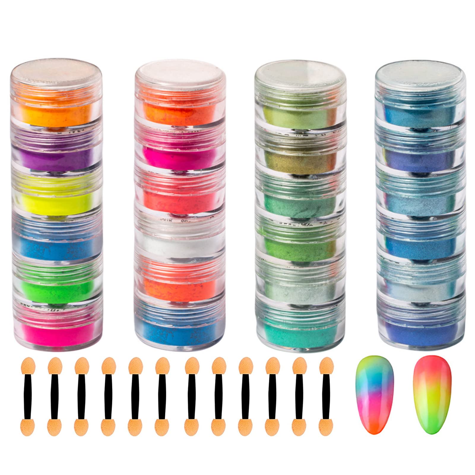 Amazon.co.jp: ネイルパウダー 24色セット 蛍光 ネオンパウダー 顔料