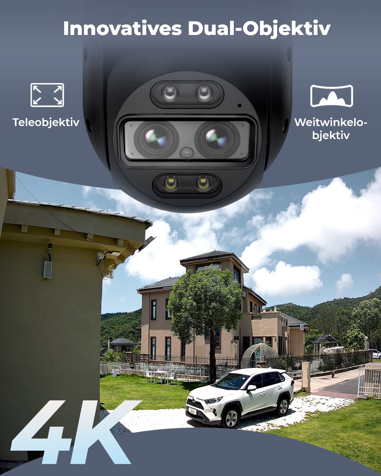 Reolink 4K PTZ Überwachungskamera Aussen, TrackMix WiFi (Generalüberholt) | Auto-Tracking-Zoom, Dualobjektiv, 2,4/5 GHz WiFi 6, Verfolgung von Menschen/Fahrzeug/Tier, 6-Fach Hybrid-Zoom, Farbnachtsicht