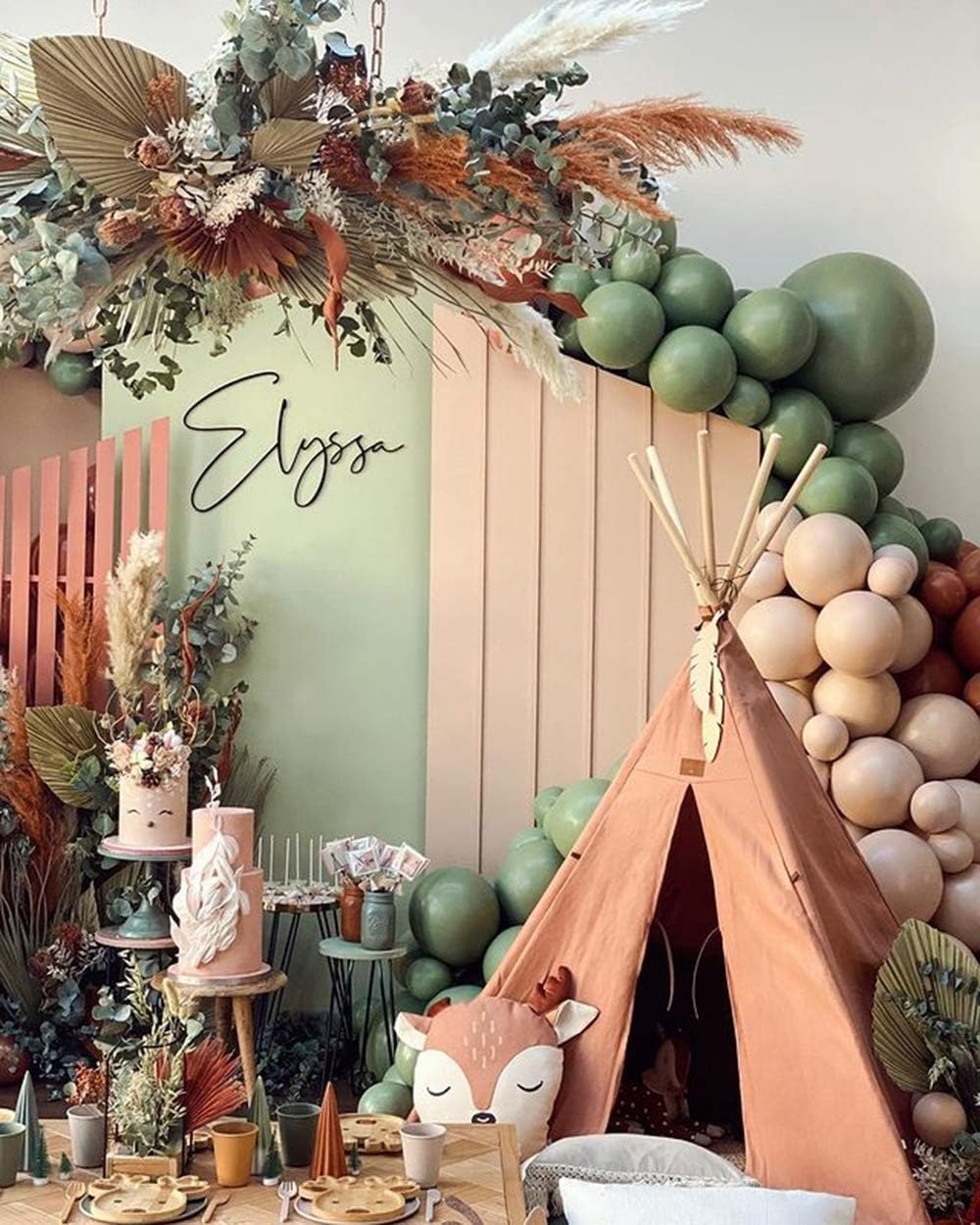 Light Brown Coffee with Sage Green Balloon Arch Kit for Party Birthday Wedding Engagement Anniversary Christmas Festival Picnic or Any Friends & Family Party Decorations