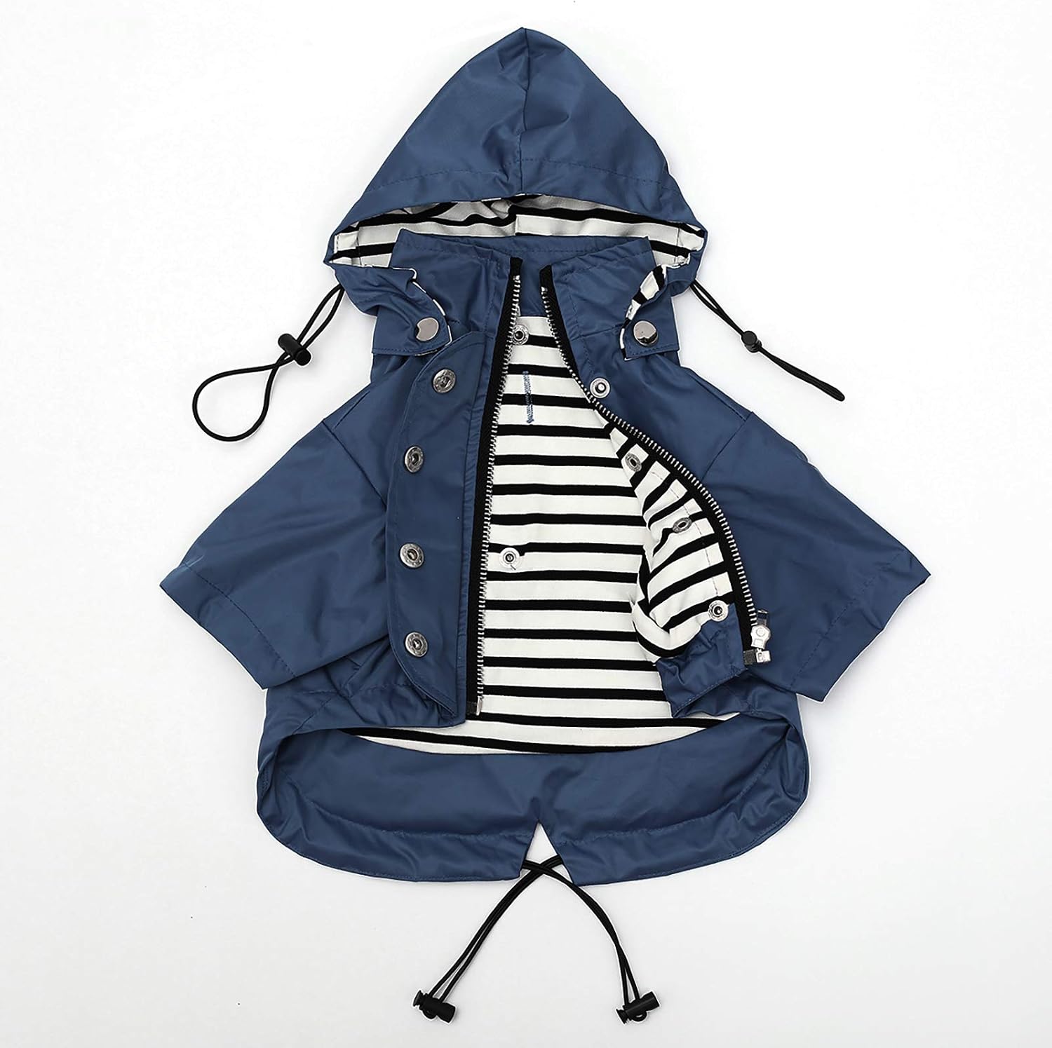 Morezi Dog Zip Up Raincoat with Reflective Buttons, Rain/Water Resistant, Adjustable Drawstring, Removable Hood
